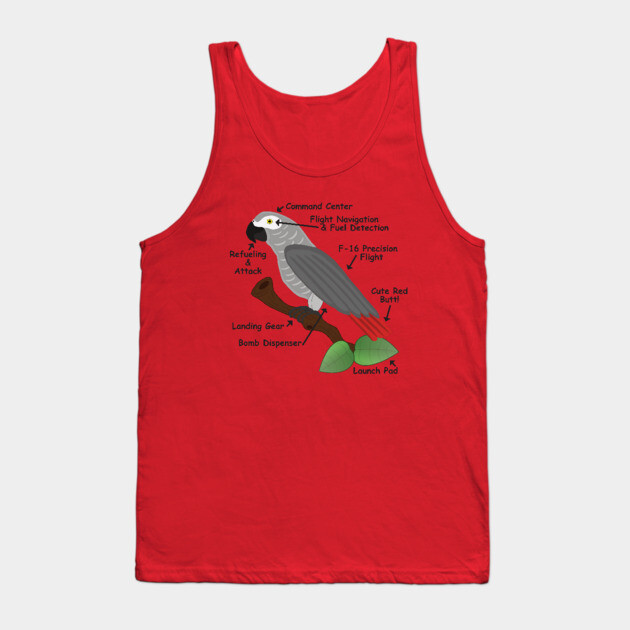 Anatomy of an African Grey Parrot Tank Top by Einstein Parrot