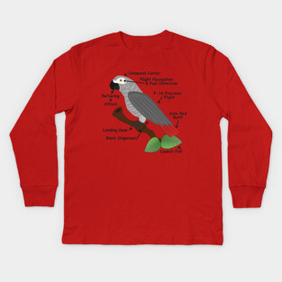 Anatomy of an African Grey Parrot Kids Long Sleeve T-Shirt