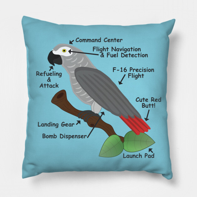 Anatomy of an African Grey Parrot Pillow by Einstein Parrot