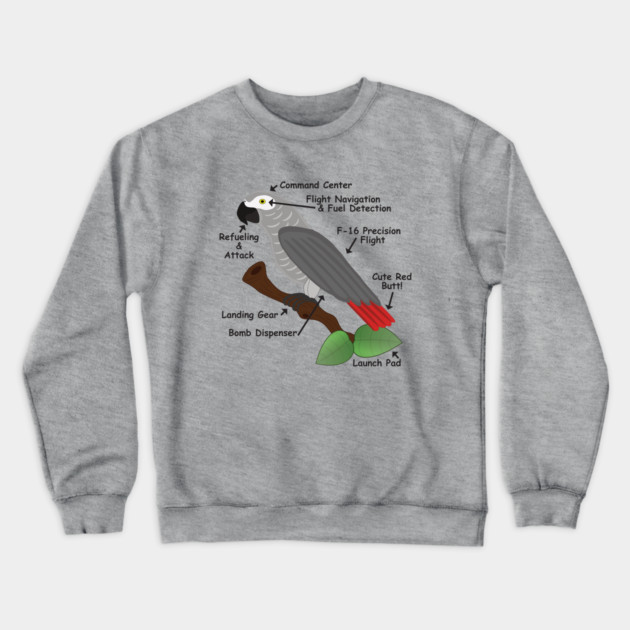 Anatomy of an African Grey Parrot Crewneck Sweatshirt by Einstein Parrot