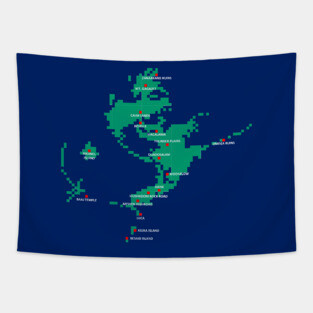 Pixelated Final Fantasy 10 World Map Tapestry