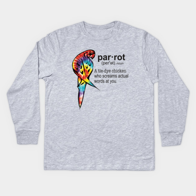 Tie-dye Parrot Kids Long Sleeve T-Shirt by Einstein Parrot