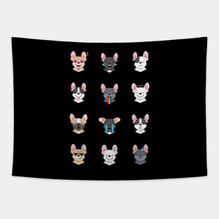 French Bulldog Emoji Tapestry
