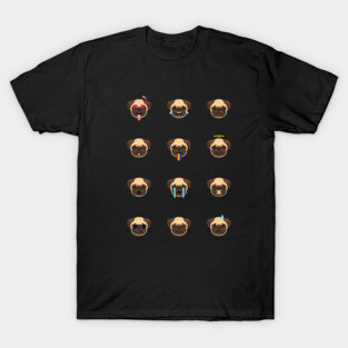 Funny Pug Dog Emoji T-Shirt