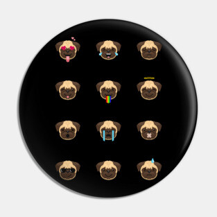 Funny Pug Dog Emoji Pin