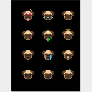 Funny Pug Dog Emoji Posters and Art