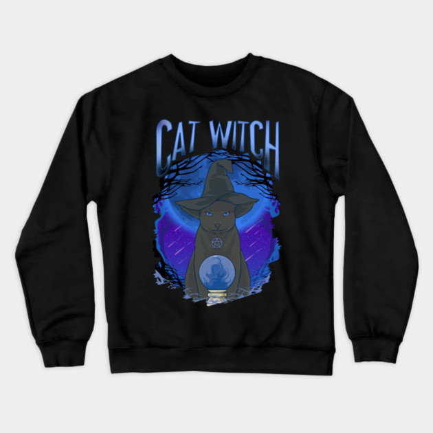 Cat Witch Mysterious Halloween Character Crewneck Sweatshirt by creative
