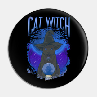 Cat Witch Mysterious Halloween Character Pin