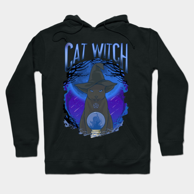 Cat Witch Mysterious Halloween Character Hoodie by creative