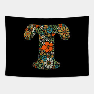 Hippie Floral Letter T Tapestry
