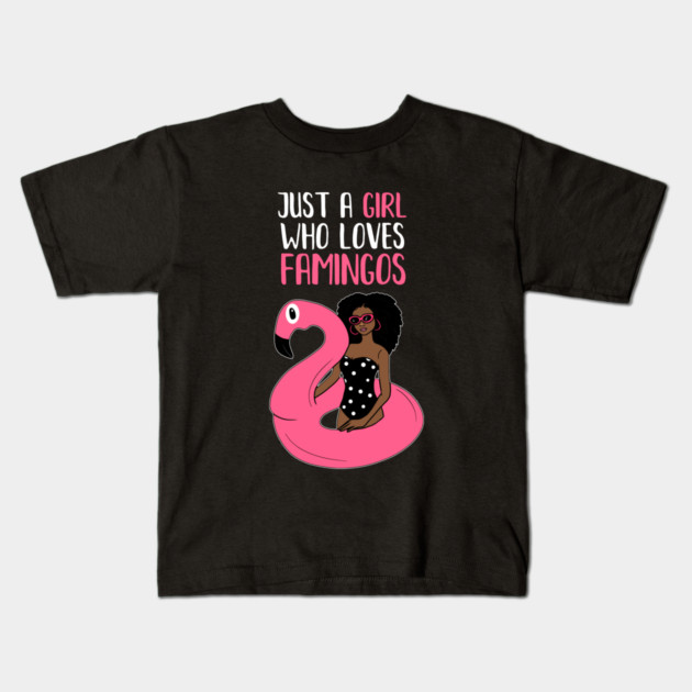 Just a Girl Who Loves Flamingos, Flamingo Lover Kids T-Shirt by logiamerch