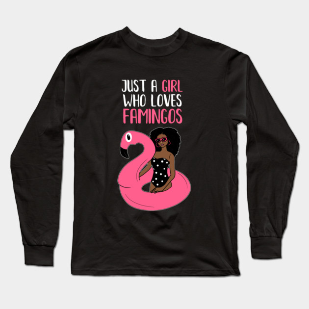 Just a Girl Who Loves Flamingos, Flamingo Lover Long Sleeve T-Shirt by logiamerch