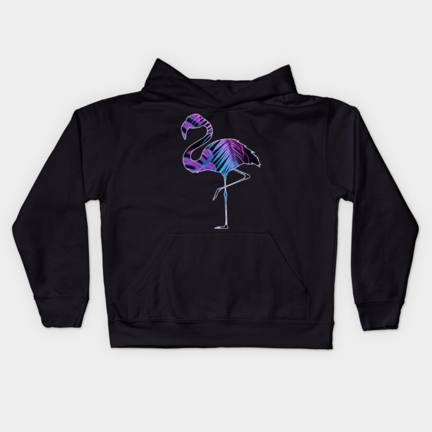 Flamingo with Tropical leaves Pattern, Love Flamingos Kids Hoodie by logiamerch