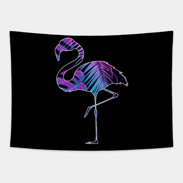 Flamingo with Tropical leaves Pattern, Love Flamingos Tapestry by logiamerch