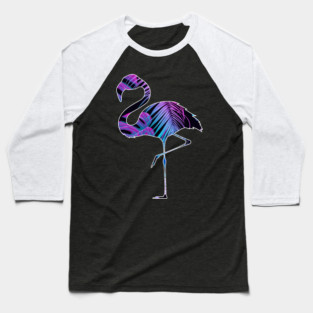 Flamingo with Tropical leaves Pattern, Love Flamingos Baseball T-Shirt