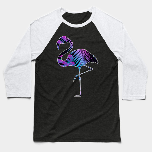 Flamingo with Tropical leaves Pattern, Love Flamingos Baseball T-Shirt by logiamerch