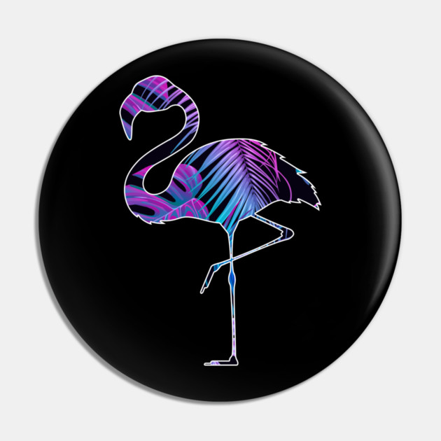 Flamingo with Tropical leaves Pattern, Love Flamingos Pin by logiamerch