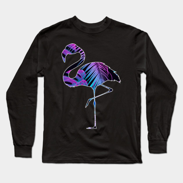 Flamingo with Tropical leaves Pattern, Love Flamingos Long Sleeve T-Shirt by logiamerch