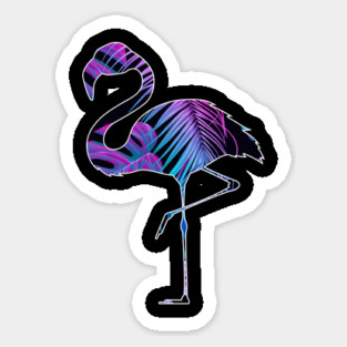 Flamingo with Tropical leaves Pattern, Love Flamingos Sticker