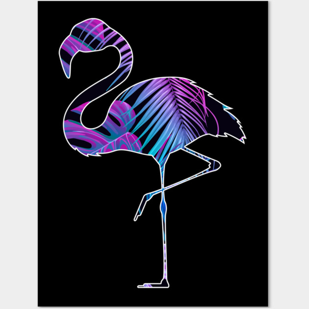 Flamingo with Tropical leaves Pattern, Love Flamingos Wall Art by logiamerch
