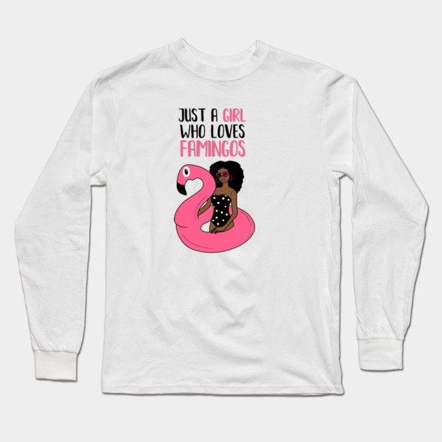 Just a Girl Who Loves Flamingos, Flamingo Lover Long Sleeve T-Shirt by logiamerch
