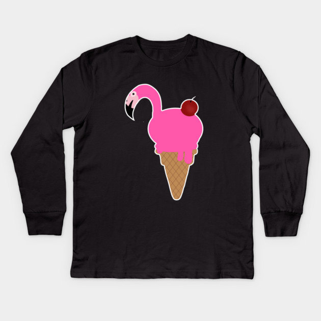 Flamingo Lover, Icecream Dripping Kids Long Sleeve T-Shirt by logiamerch