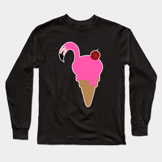 Flamingo Lover, Icecream Dripping Long Sleeve T-Shirt by logiamerch