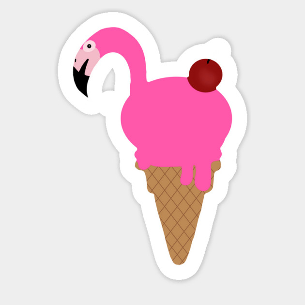 Flamingo Lover, Icecream Dripping Sticker by logiamerch