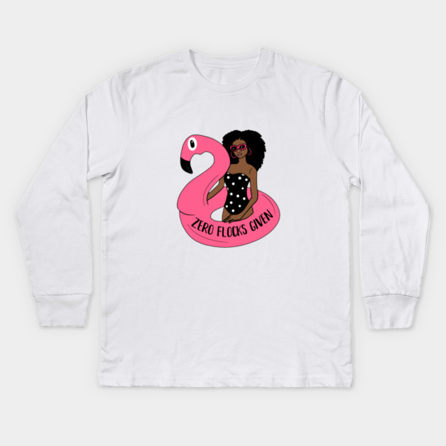 Zero Flocks Flamingo Given, Funny Love Flamingos Kids Long Sleeve T-Shirt by logiamerch