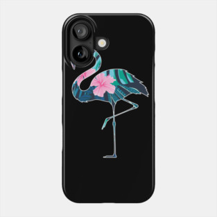 Flamingo with Tropical leaves Pattern, Love Flamingos Phone Case