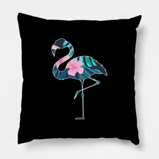 Flamingo with Tropical leaves Pattern, Love Flamingos Pillow