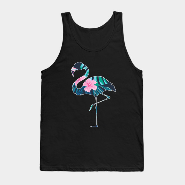 Flamingo with Tropical leaves Pattern, Love Flamingos Tank Top by logiamerch