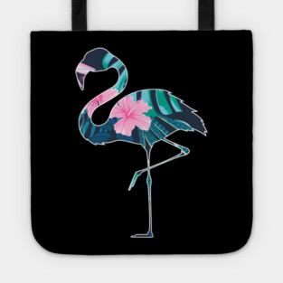 Flamingo with Tropical leaves Pattern, Love Flamingos Tote