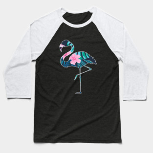 Flamingo with Tropical leaves Pattern, Love Flamingos Baseball T-Shirt