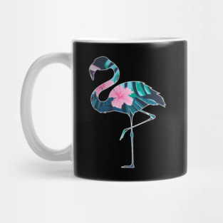 Flamingo with Tropical leaves Pattern, Love Flamingos Mug