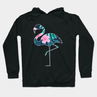 Flamingo with Tropical leaves Pattern, Love Flamingos Hoodie