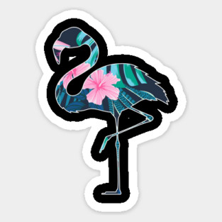 Flamingo with Tropical leaves Pattern, Love Flamingos Magnet