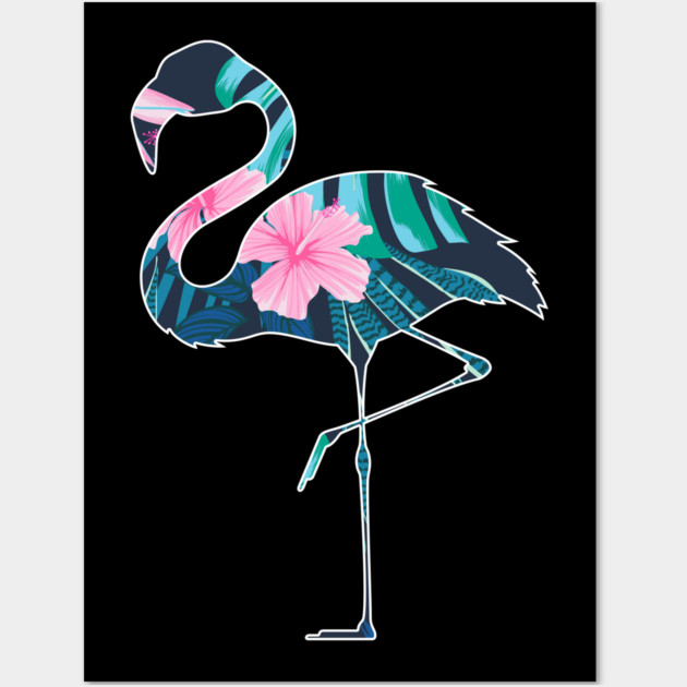 Flamingo with Tropical leaves Pattern, Love Flamingos Wall Art by logiamerch