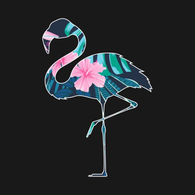 Flamingo with Tropical leaves Pattern, Love Flamingos by logiamerch