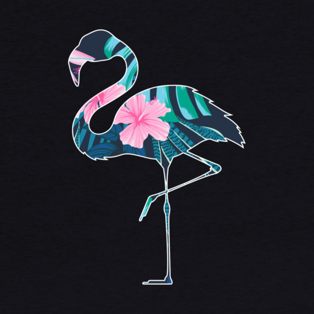Flamingo with Tropical leaves Pattern, Love Flamingos by logiamerch