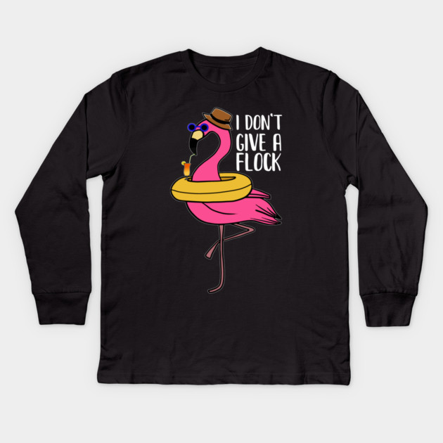 I don't give a Flock, Funny Flamingo Lover Gift Kids Long Sleeve T-Shirt by logiamerch