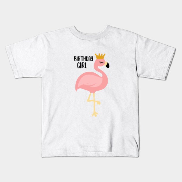 Flamingo, Birthday Girl Gift Princess Kids T-Shirt by logiamerch