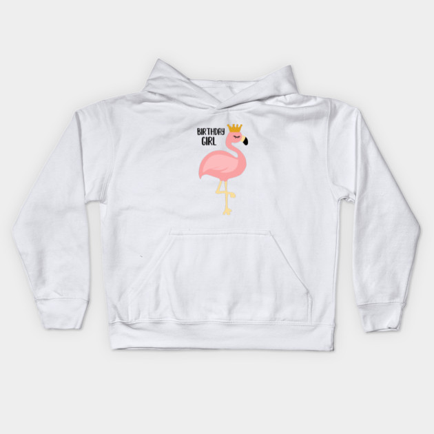 Flamingo, Birthday Girl Gift Princess Kids Hoodie by logiamerch