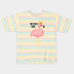 Flamingo, Birthday Girl Gift Princess Kids T-Shirt