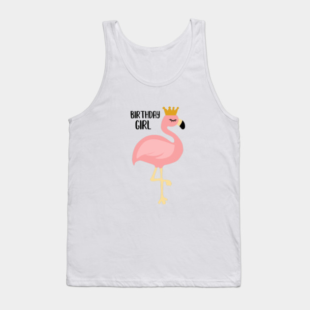 Flamingo, Birthday Girl Gift Princess Tank Top by logiamerch