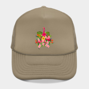 Flamingo Flock Tropical Floral, Birds Hat