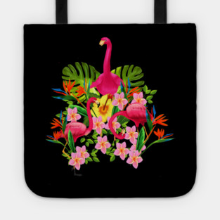 Flamingo Flock Tropical Floral, Birds Tote