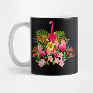Flamingo Flock Tropical Floral, Birds Mug