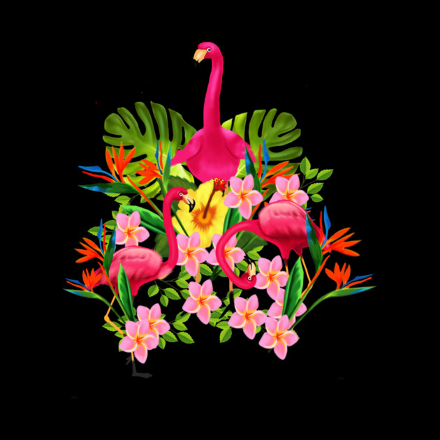 Flamingo Flock Tropical Floral, Birds by logiamerch