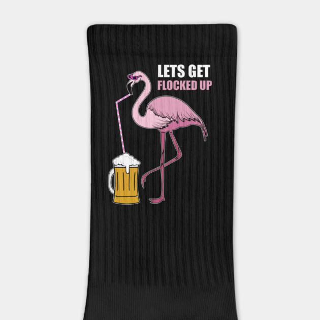 Let's get Flocked up Flamingo drinking beer by logiamerch